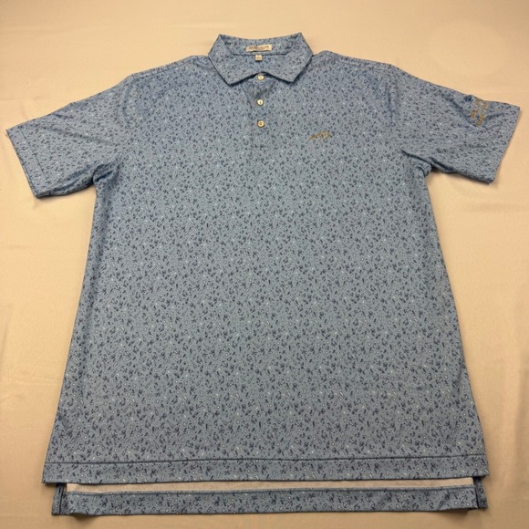 Peter Millar Other - Peter Millar Polo Mens L Blue Novelty Print PELI Cup Team Pelican Summer Comfort
